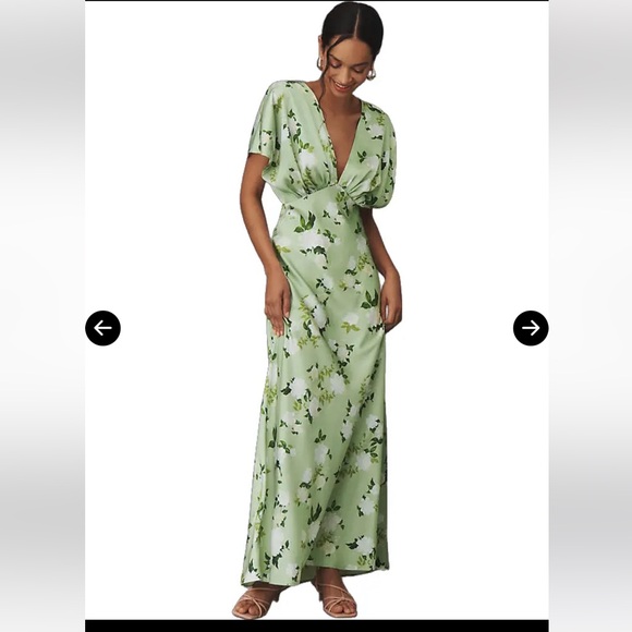 BHLDN Light Green Floral Maxi Dress
